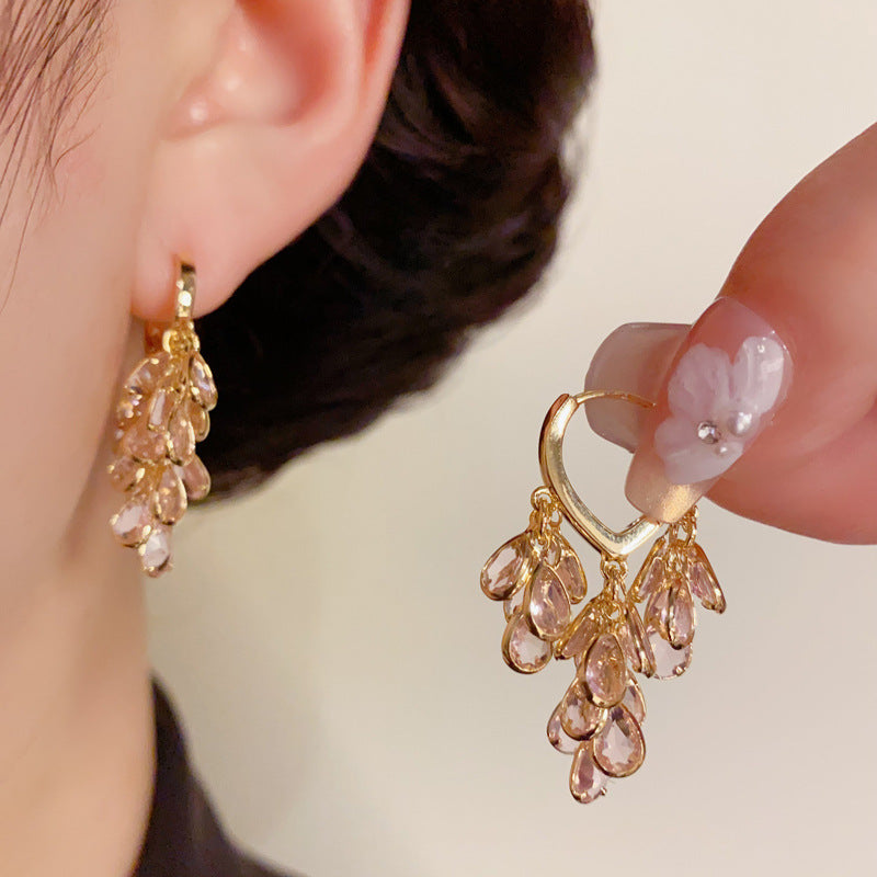 14K Gold-Plated Long Waterdrop Tassel Clip-On Earrings –Elegant Design