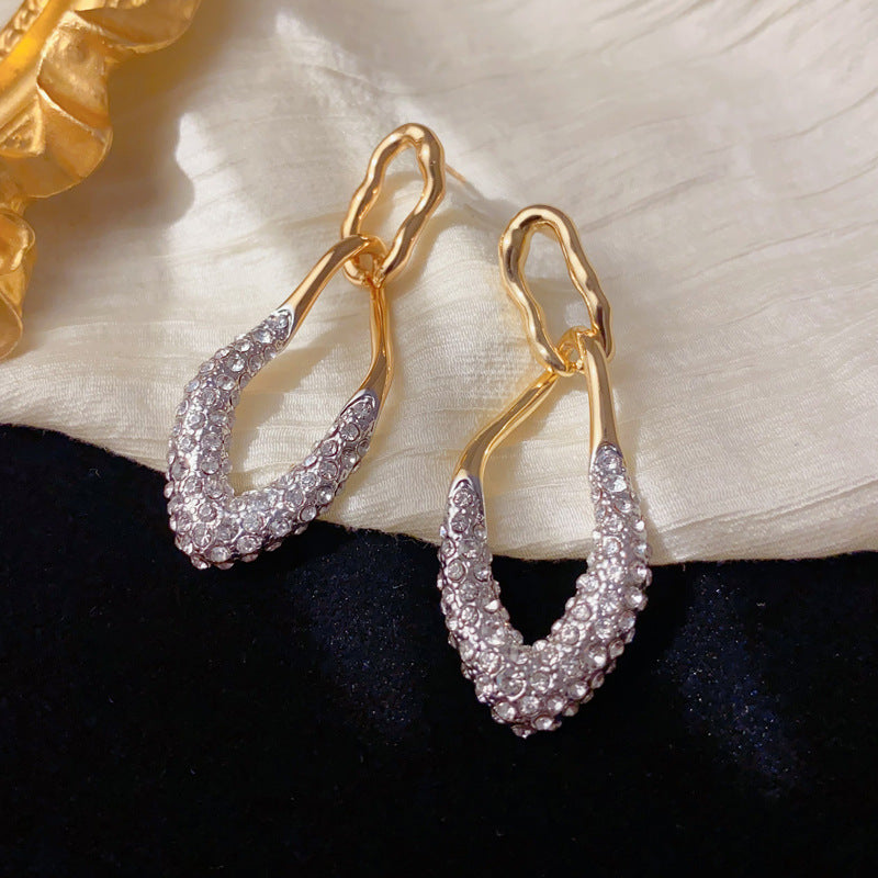 Luxury Zircon Geometric Tassel Drop Earrings – Gold Plated Design