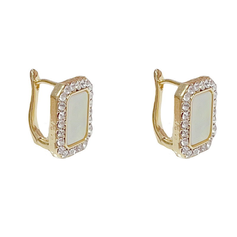 14K Gold-Plated Square Zircon Hoop Earrings – Minimalist Design