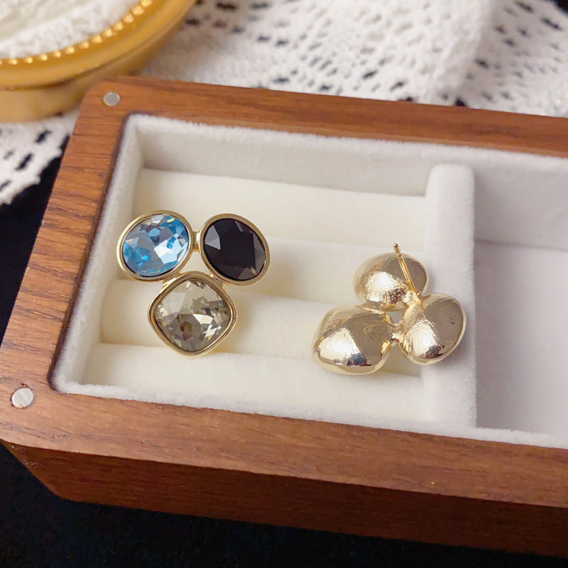 Luxury Colorful Geometric Zircon Earrings – Elegant Design