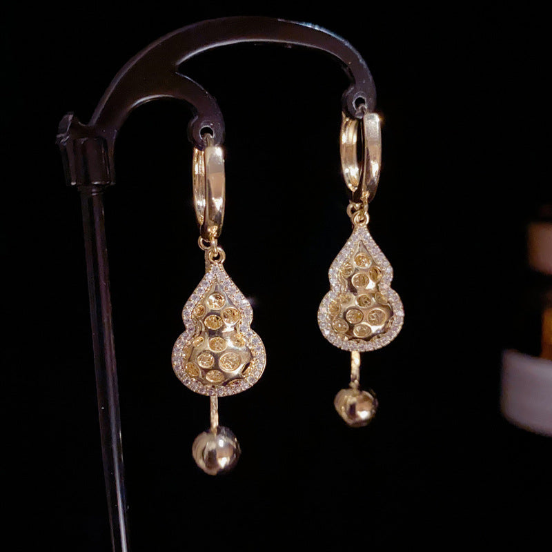 14K Gold-Plated Gourd Tassel Earrings – Chic & Elegant
