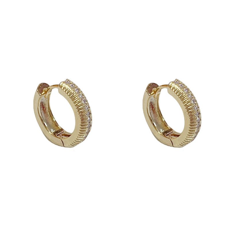 14K Gold Small Zircon Hoop Earrings – Minimalist Luxury Design