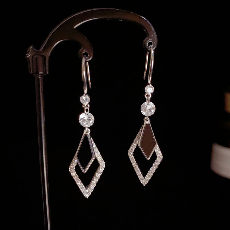 14K Gold Full Zircon Diamond Tassel Earrings - Chic Retro Design