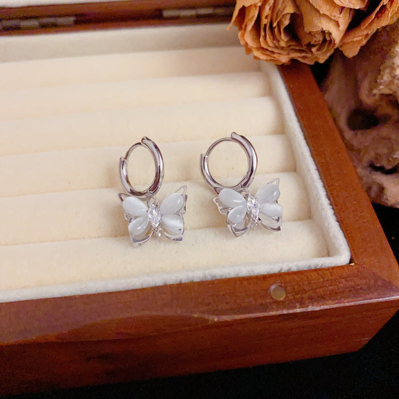 Luxury Zircon Butterfly Drop Earrings – Animal-Inspired Design