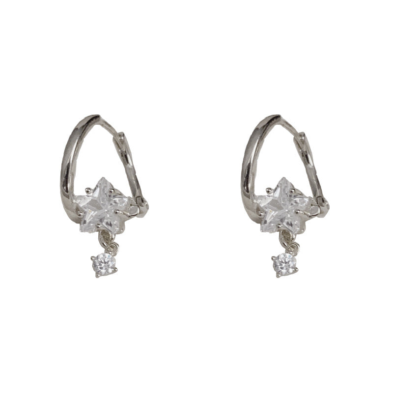 14K Gold-Plated Diamond-Studded Star Tassel Earring - Elegant Design