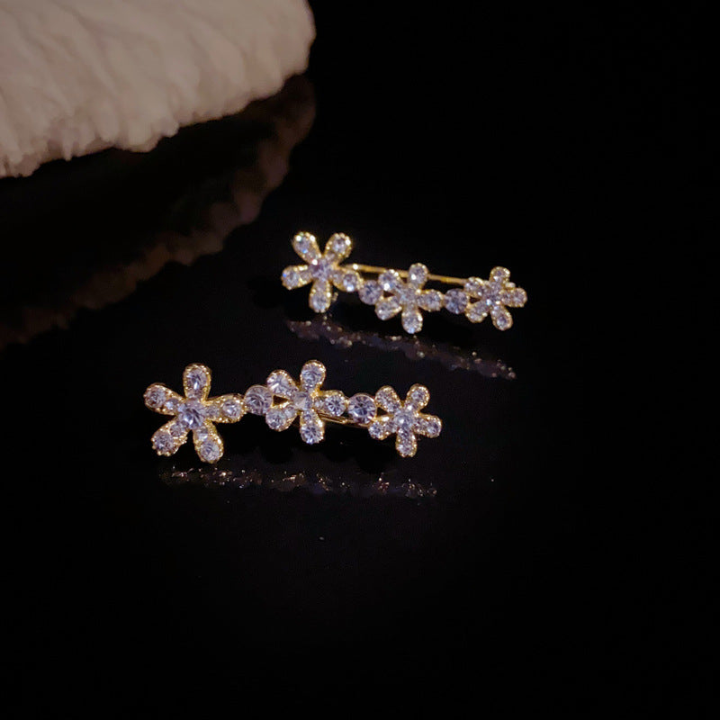 14K Gold-Plated Purple Zircon Flower Earrings – Elegant Floral Design