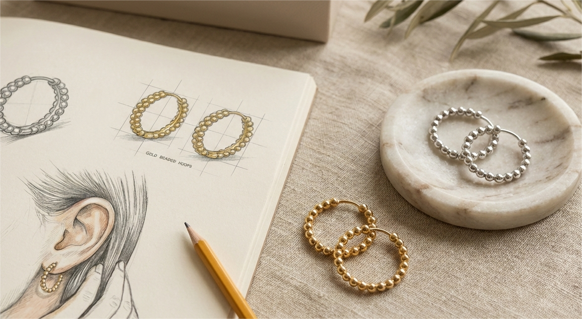 From Sketch to Essential: Discover the Elegant Metal Bead Round Hoop Earrings