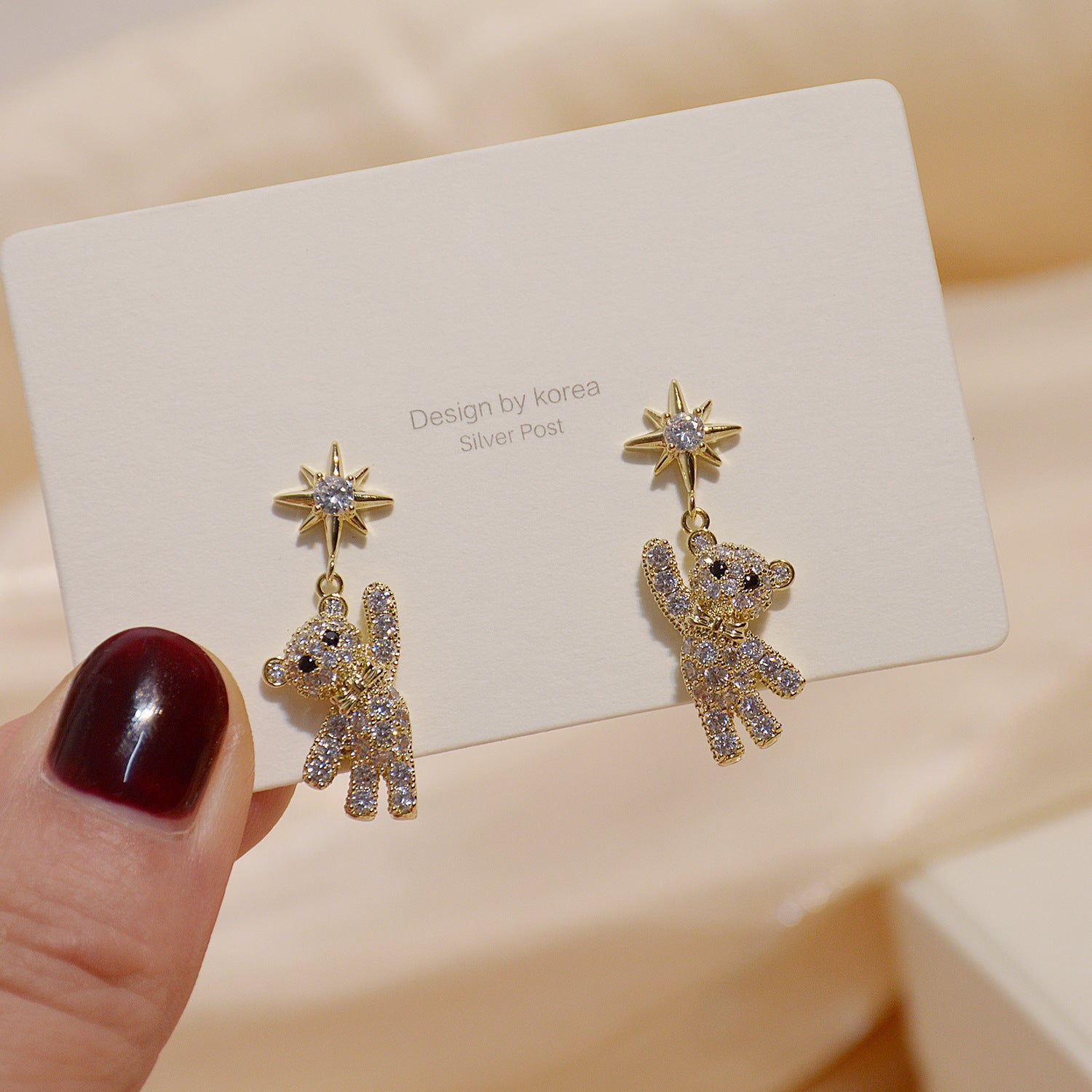 14k gold-plated Sparkling bear earrings