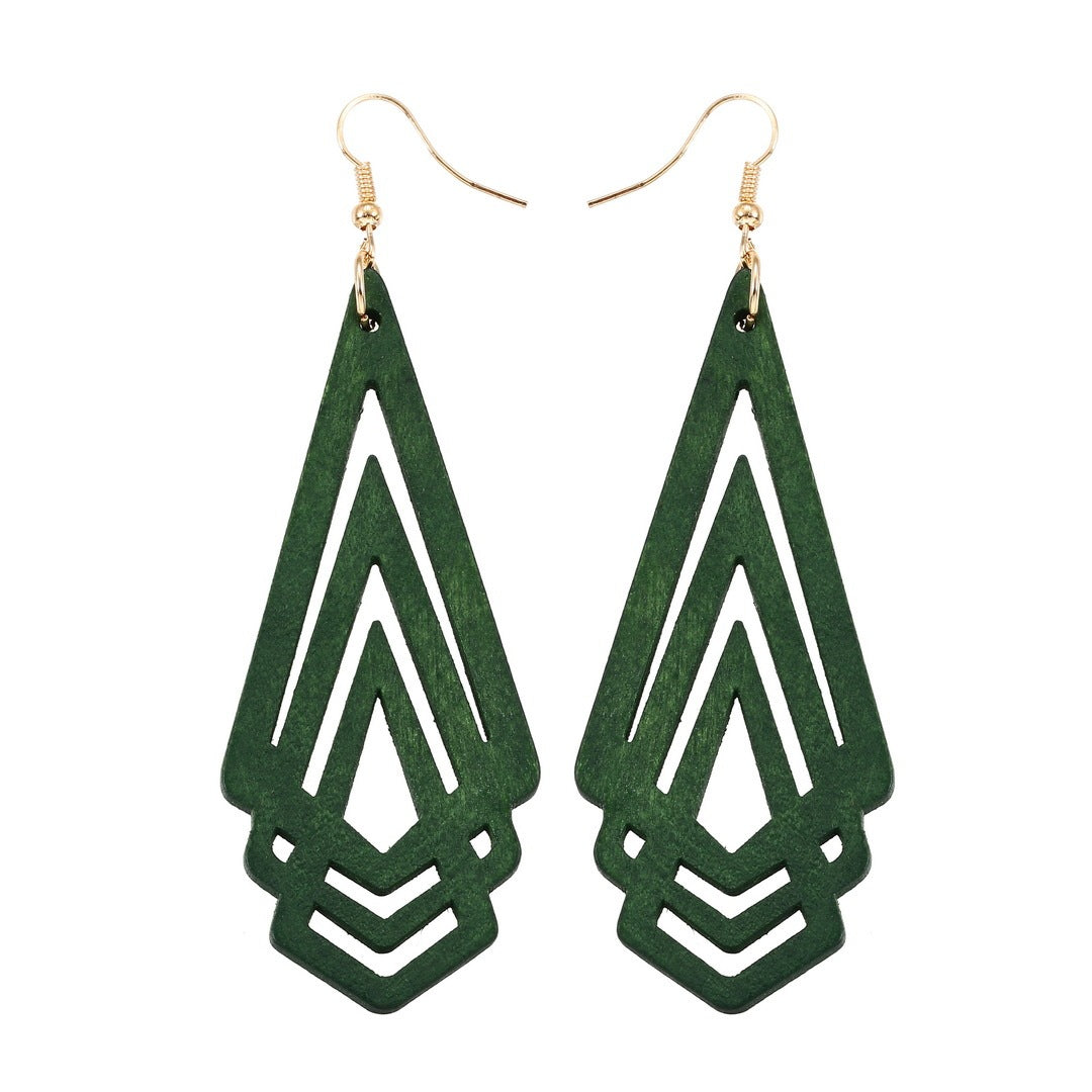 Geometric earrings in wood-Eco-friendly design