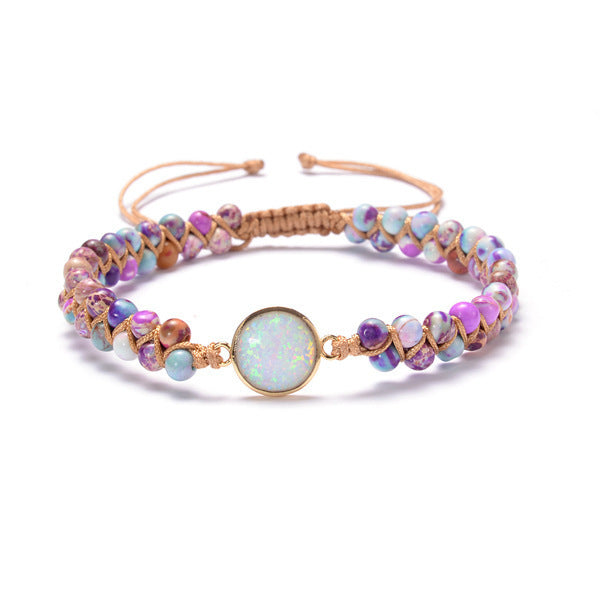 Stone Wrap Bracelets Femme Amethysts Opal String Braide