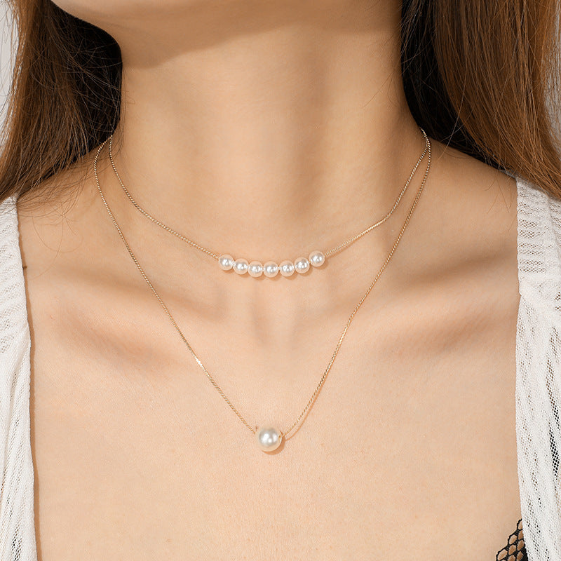 Fashion Jewelry Double Pearl Necklace