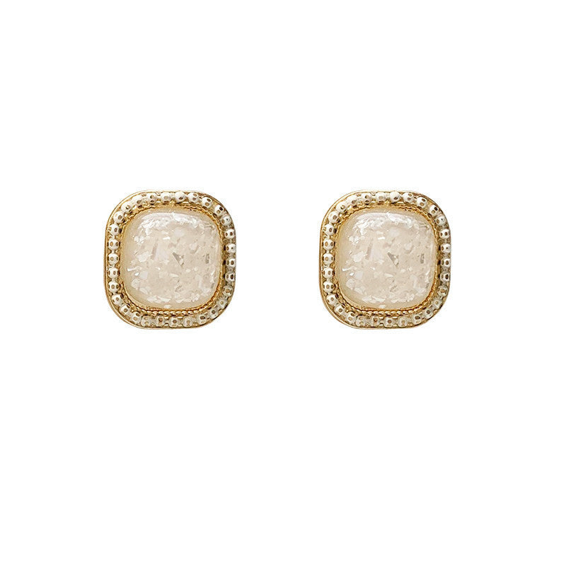 14k gold plating Geometric Square Stud Irregular Shell Broken Earring