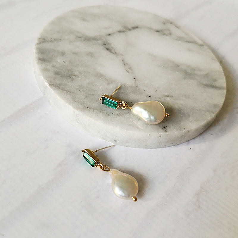 14K Plated Vintage Watery Pearl Drop Earrings