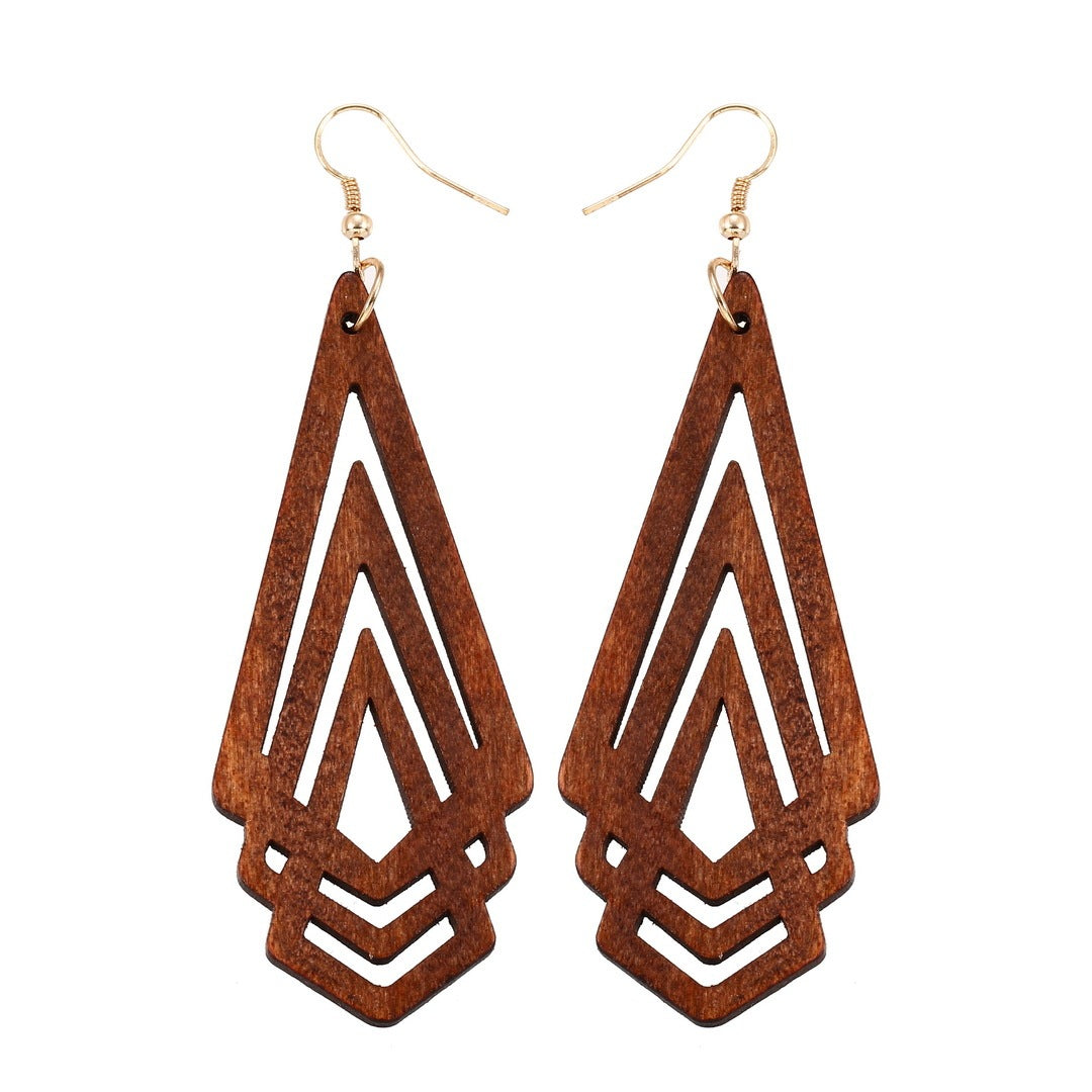 Geometric earrings in wood-Eco-friendly design