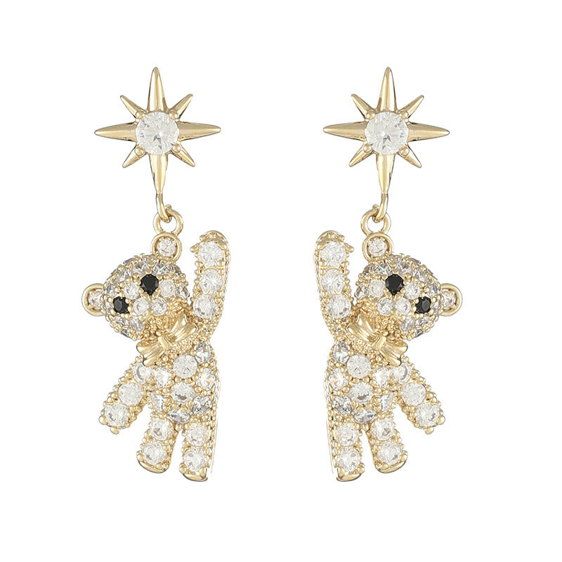 14k gold-plated Sparkling bear earrings