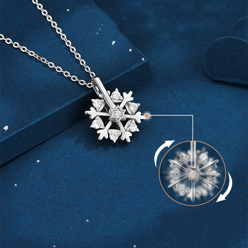 Rotatable 925 Silver Snowflake Necklace