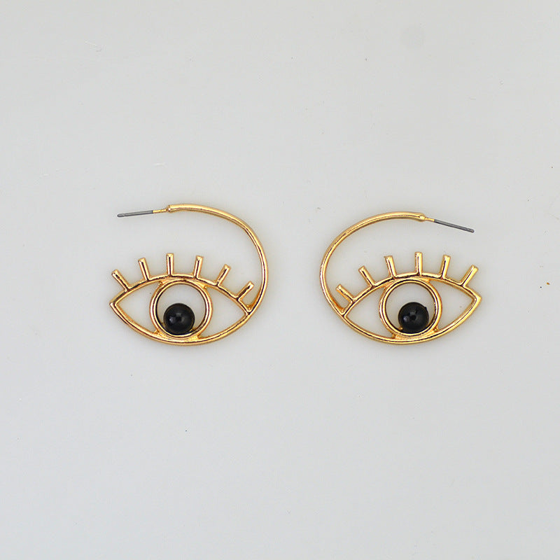 14k gold plating Simple Pearl Stud Earring Demon Eye Earring