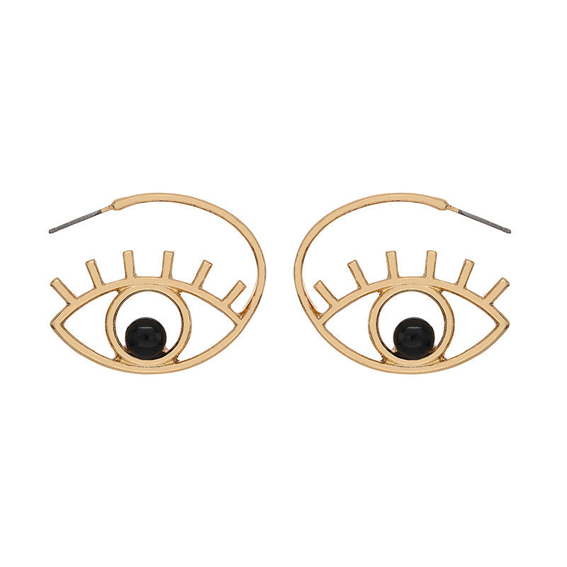 14k gold plating Simple Pearl Stud Earring Demon Eye Earring