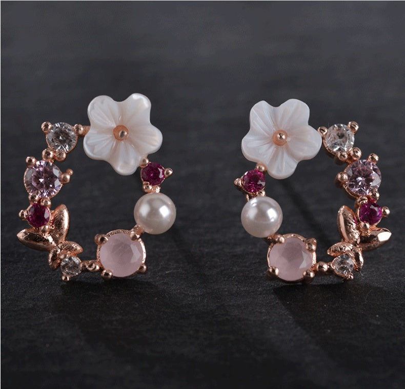 14k gold plating Sweet Flower Earrings for Women