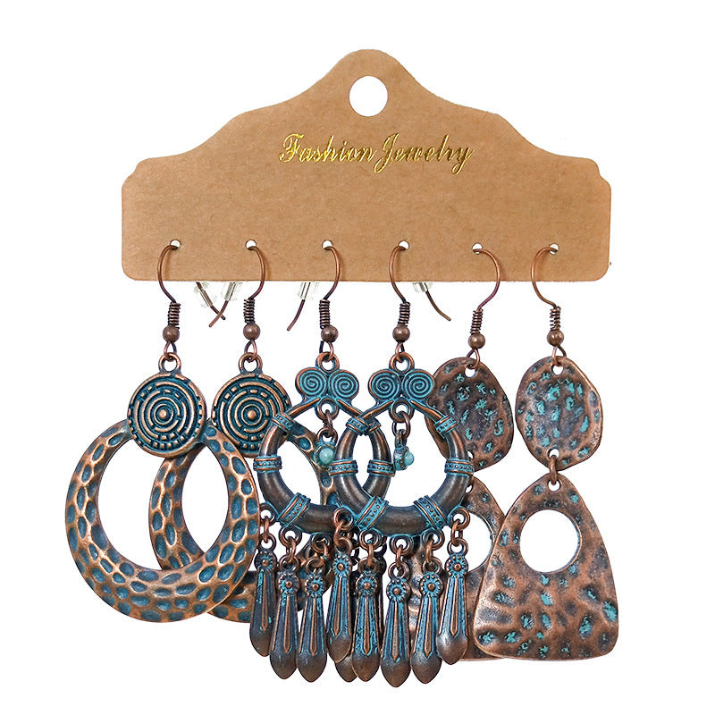 Brass Bohemian Vintage Earrings Combo Set