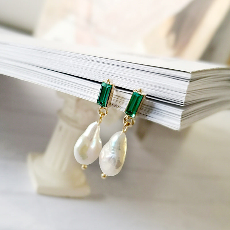 14K Plated Vintage Watery Pearl Drop Earrings