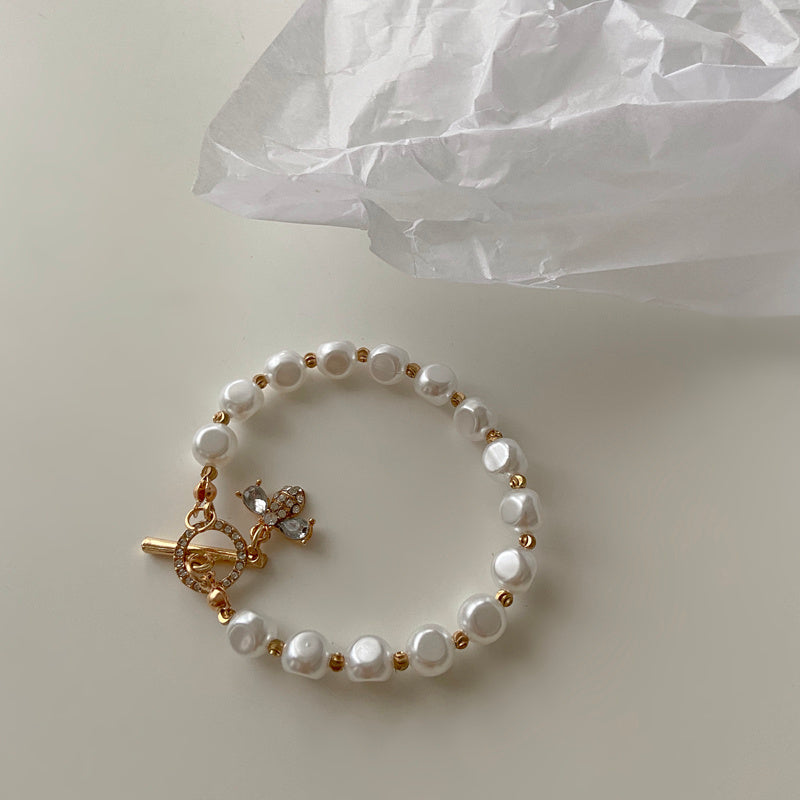 Natural Stone Pearl Pendant Bracelet