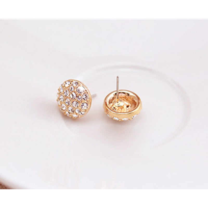 14K gold plating Atmospheric Full Diamond Round Earrings