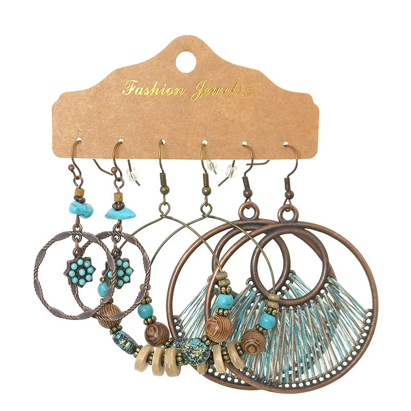 Brass Bohemian Vintage Earrings Combo Set