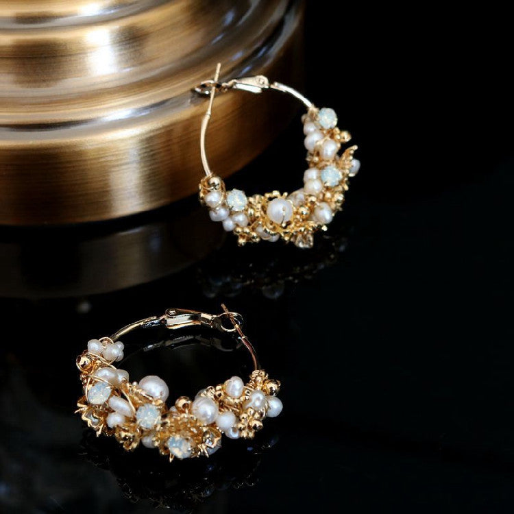 14K Gold Plated Water Pearl Temperament Girl Earrings