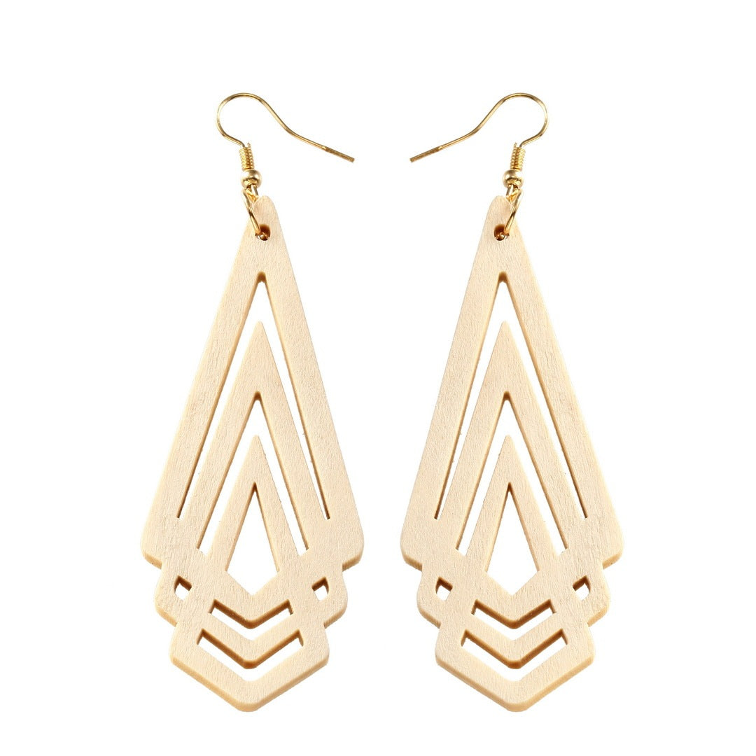 Geometric earrings in wood-Eco-friendly design