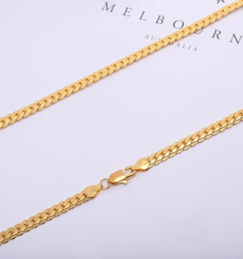 Men Necklace Gold Tone Snake Chain