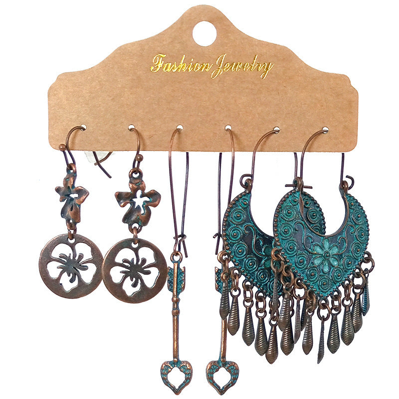 Brass Bohemian Vintage Earrings Combo Set