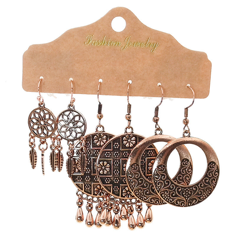 Brass Bohemian Vintage Earrings Combo Set