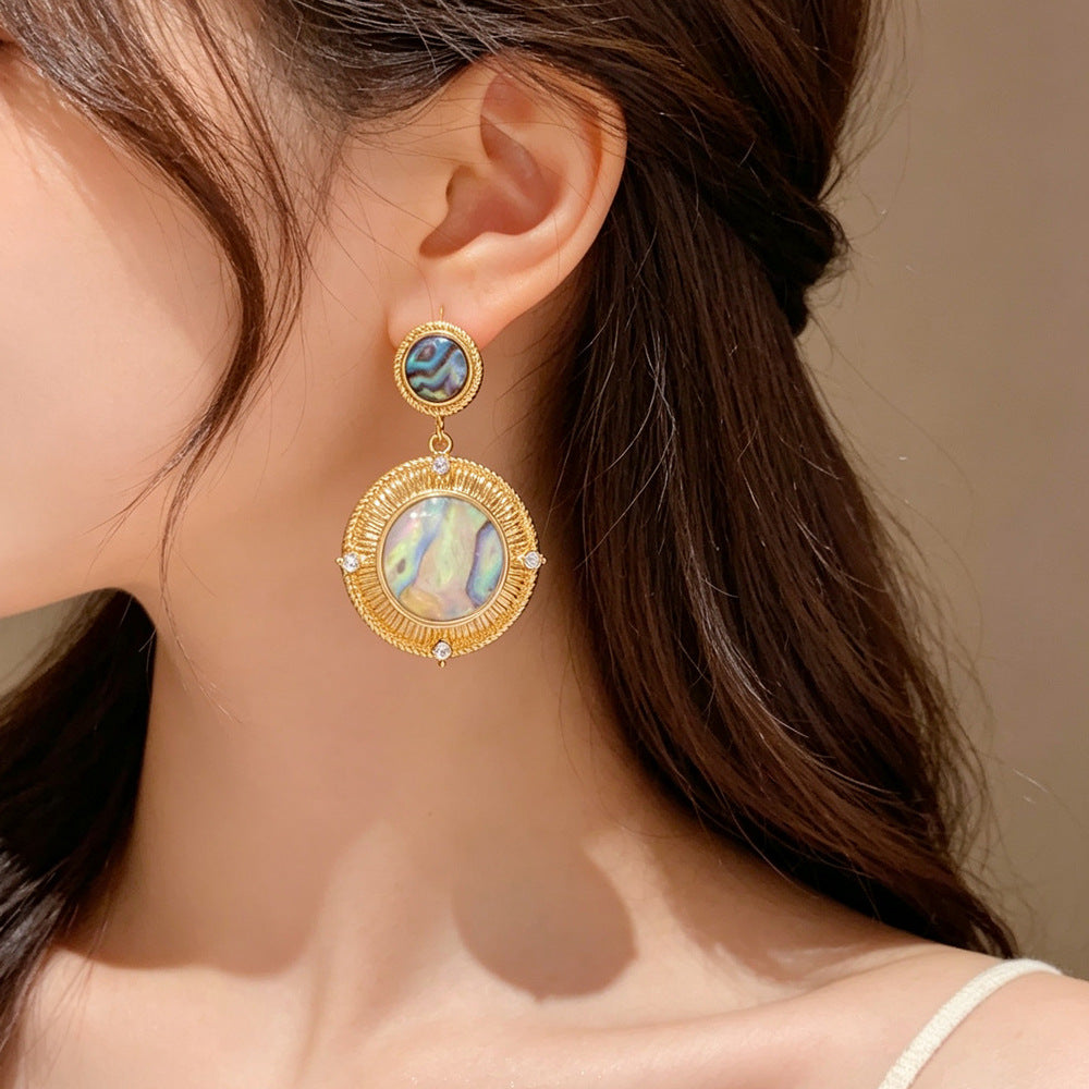 Eaioncol Colorful Mother of Pearl Circle Drop Earrings Gold 2