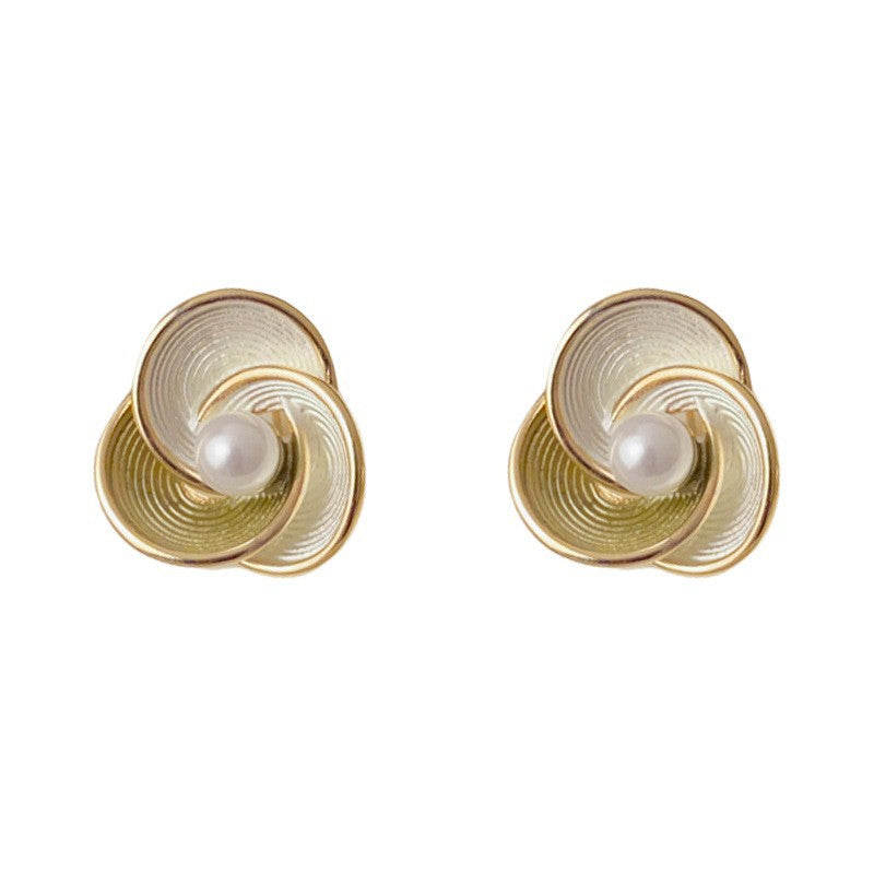 Eaioncol Gradient Petal Stud Earrings Green & Orange