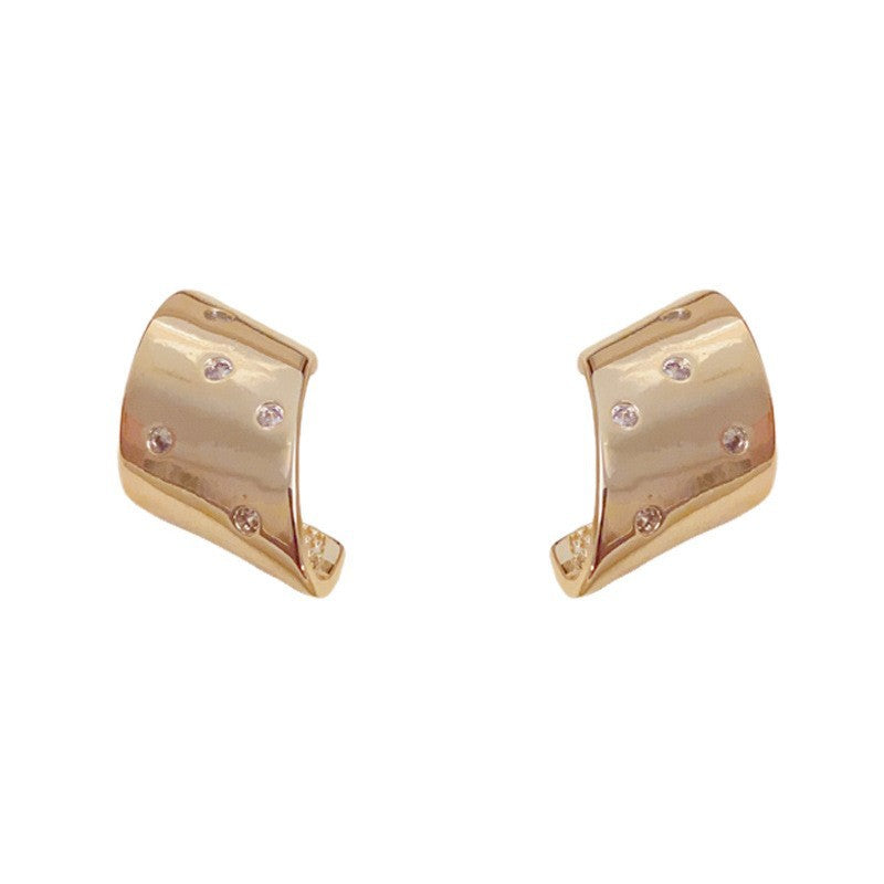 Eaioncol Irregular CZ Stud Earrings Gold Silver