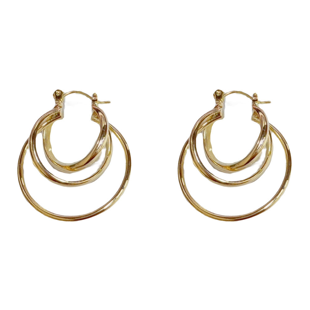 Eaioncol Layered Geometric Hoop Earrings Gold Silver