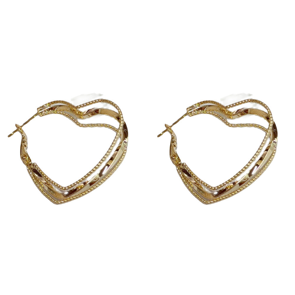 Eaioncol Layered Heart Hoop Earrings Gold 