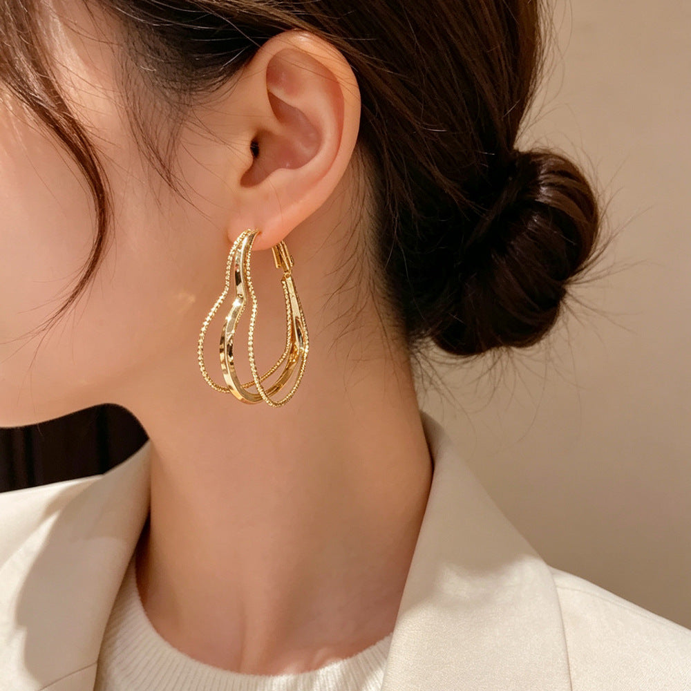 Eaioncol Layered Heart Hoop Earrings Gold 1