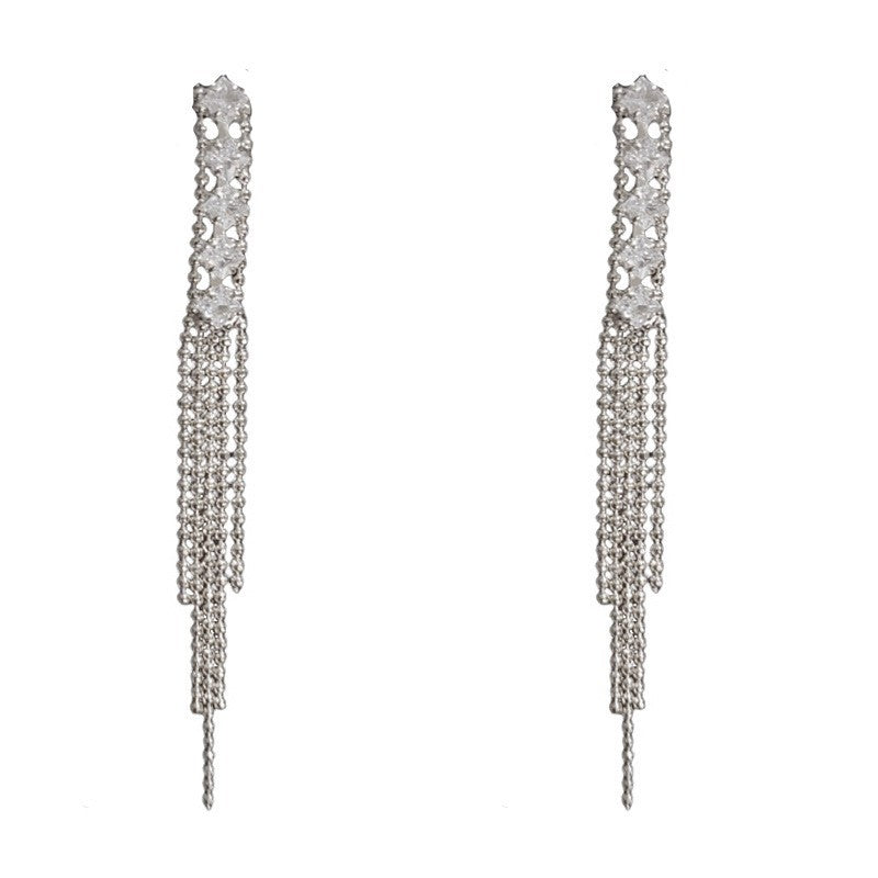 Eaioncol Long CZ Tassel Drop Earrings Gold Silver 5