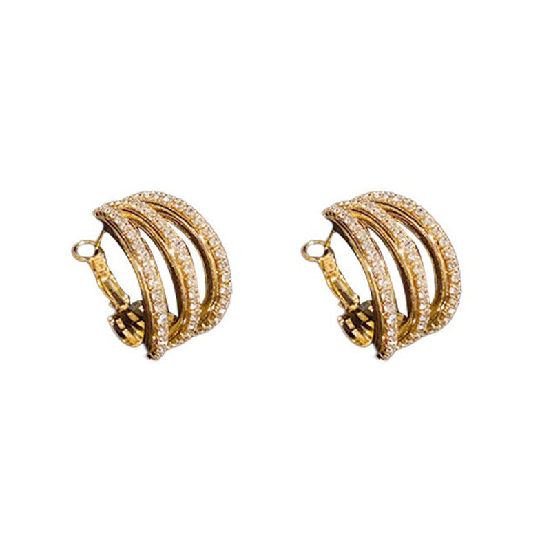 Eaioncol Multi‑Layer CZ Hoop Earrings Gold