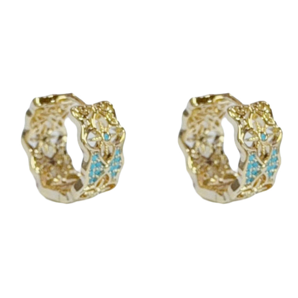 Eaioncol Openwork Clover Hoop Earrings Gold Silver
