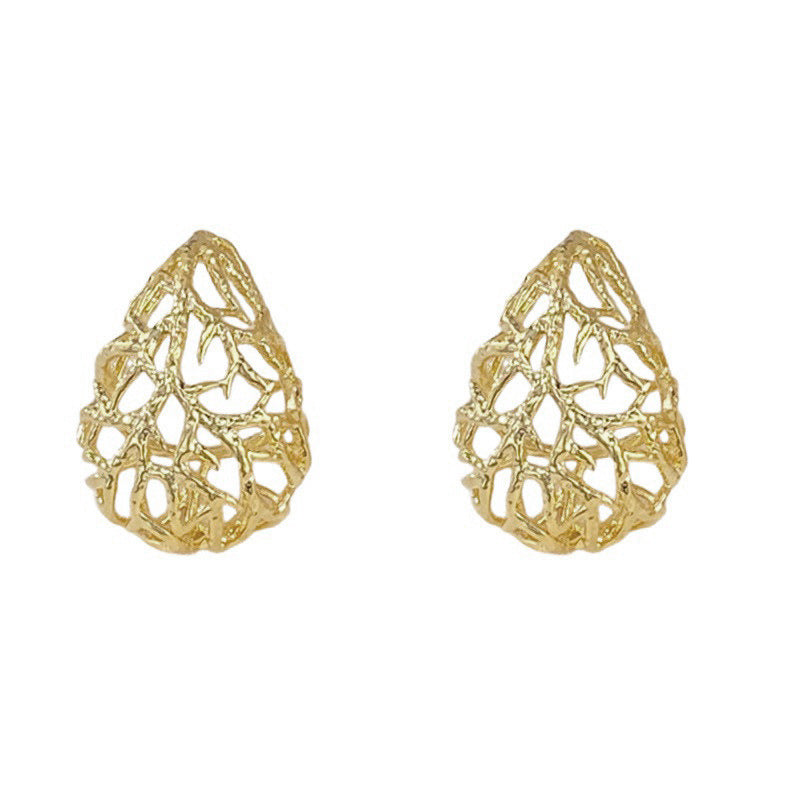 Eaioncol Openwork Teardrop Drop Earrings Gold