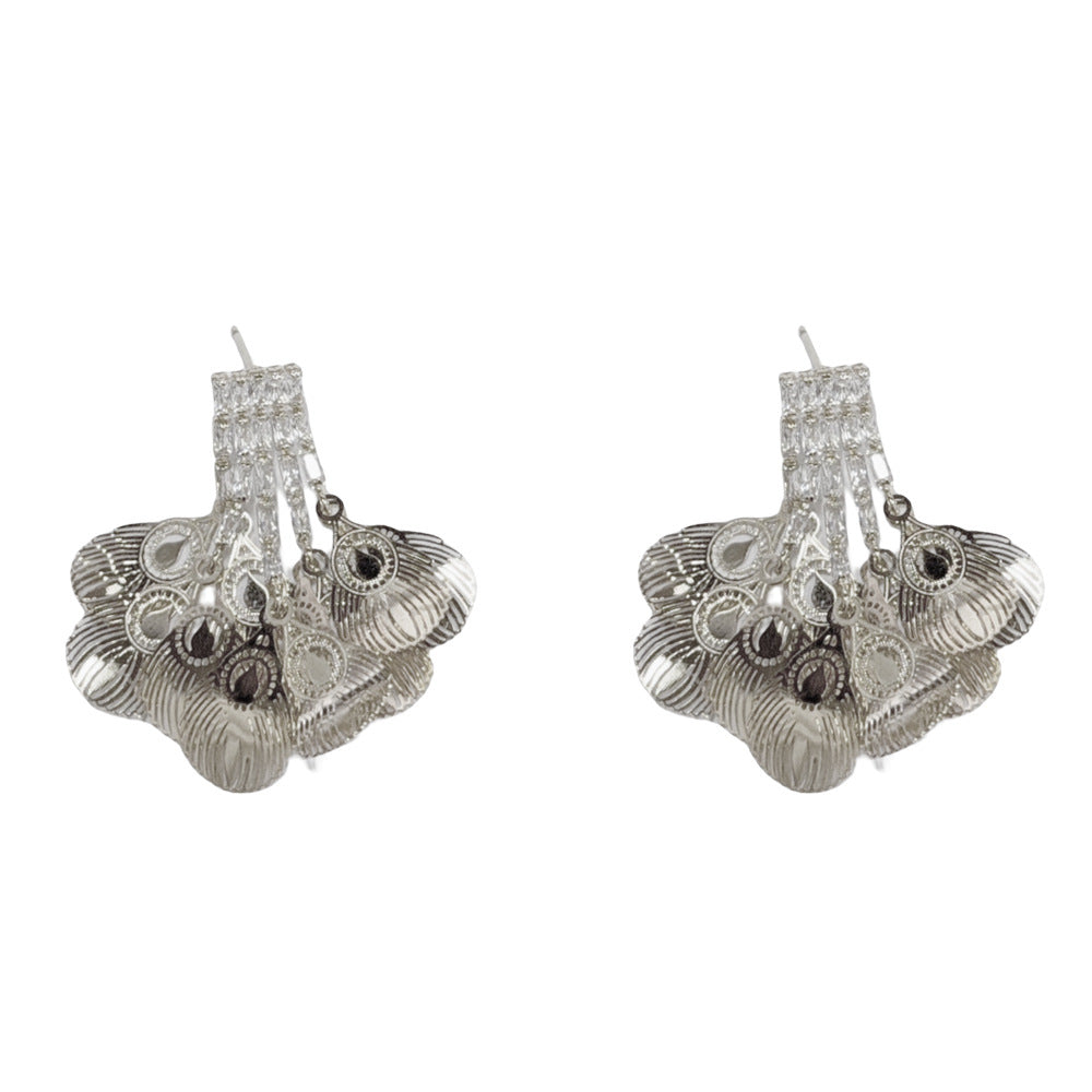 Eaioncol Peacock Tail CZ Tassel Drop Earrings Gold Silver 5