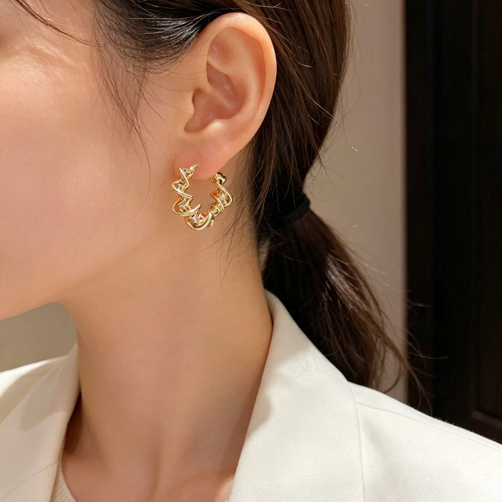 Eaioncol Spiral Hoop Earrings Gold Silver 1