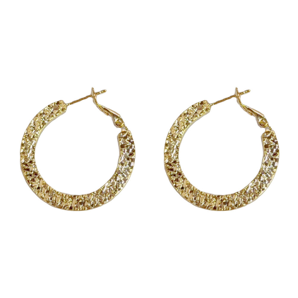 Eaioncol Textured Round Hoop Earrings Gold Silver