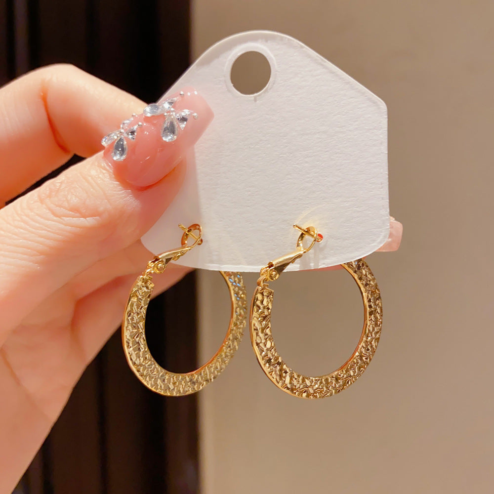 Eaioncol Textured Round Hoop Earrings Gold Silver 3