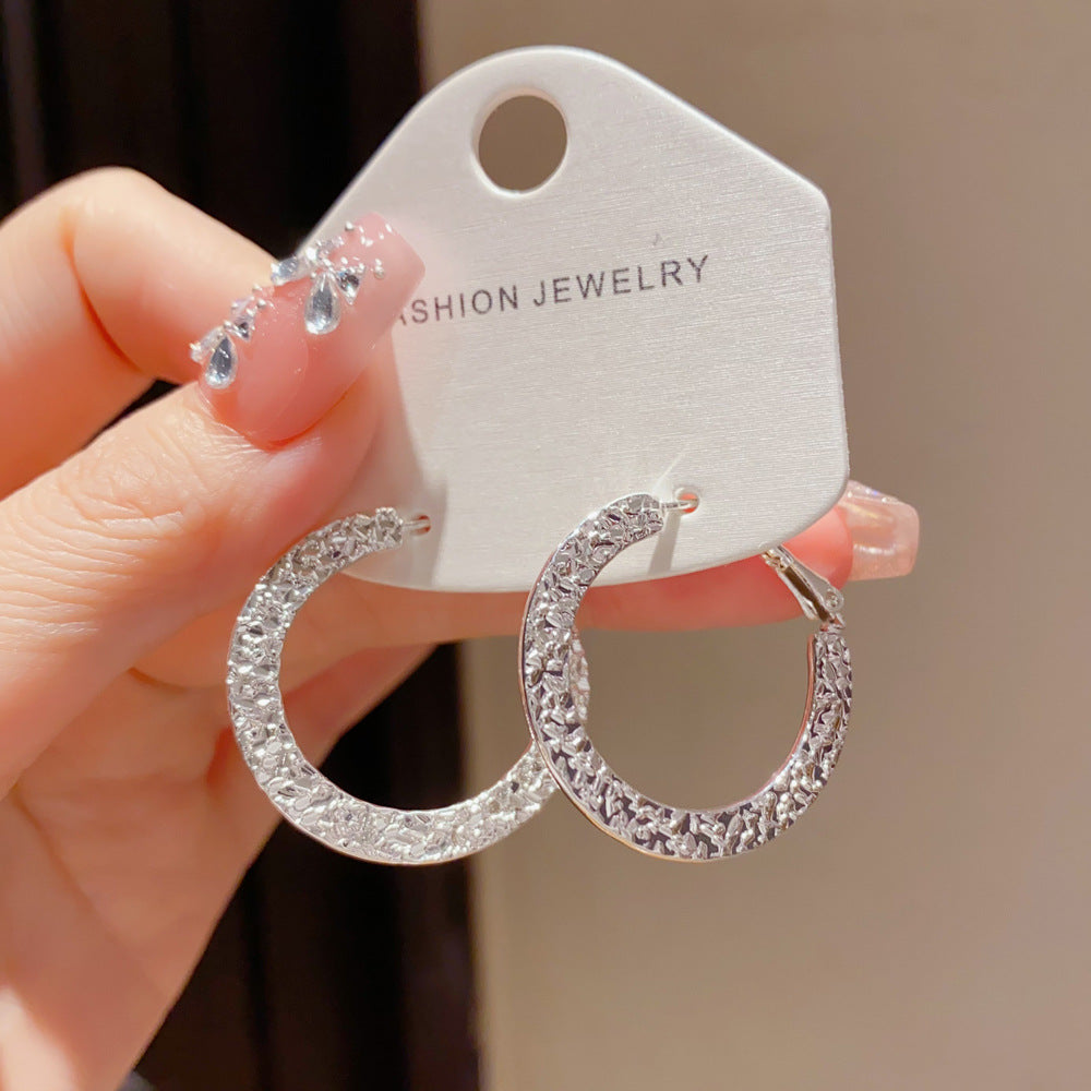 Eaioncol Textured Round Hoop Earrings Gold Silver 4