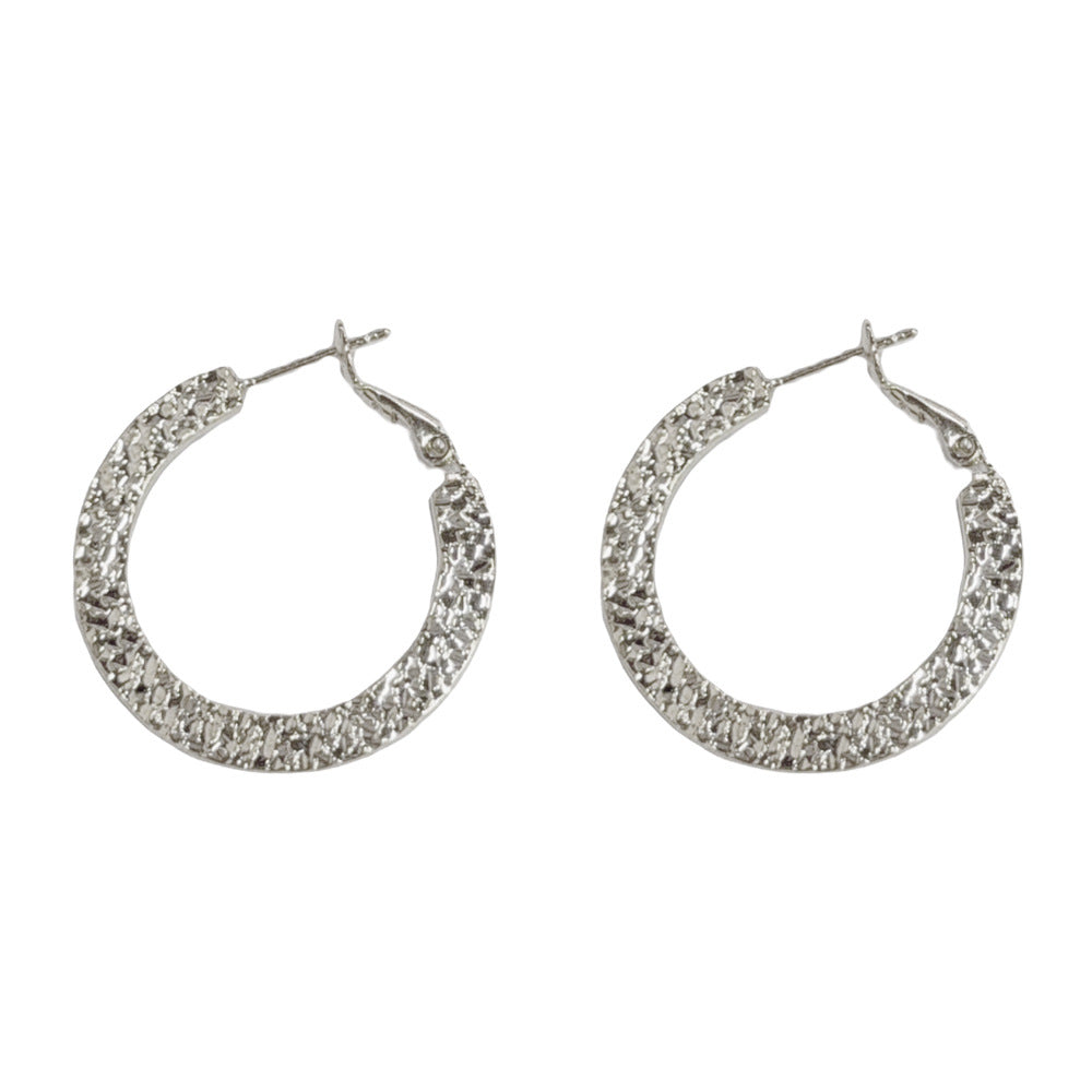 Eaioncol Textured Round Hoop Earrings Gold Silver 5