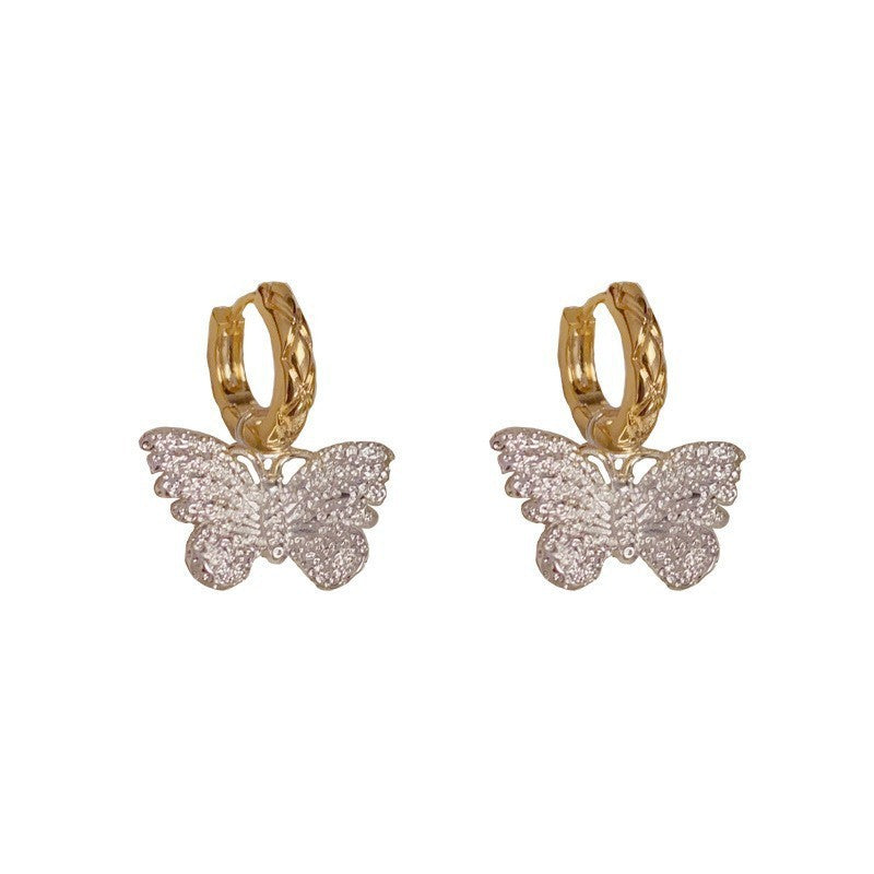 Eaioncol Two-Tone Butterfly Earrings Gold Silver